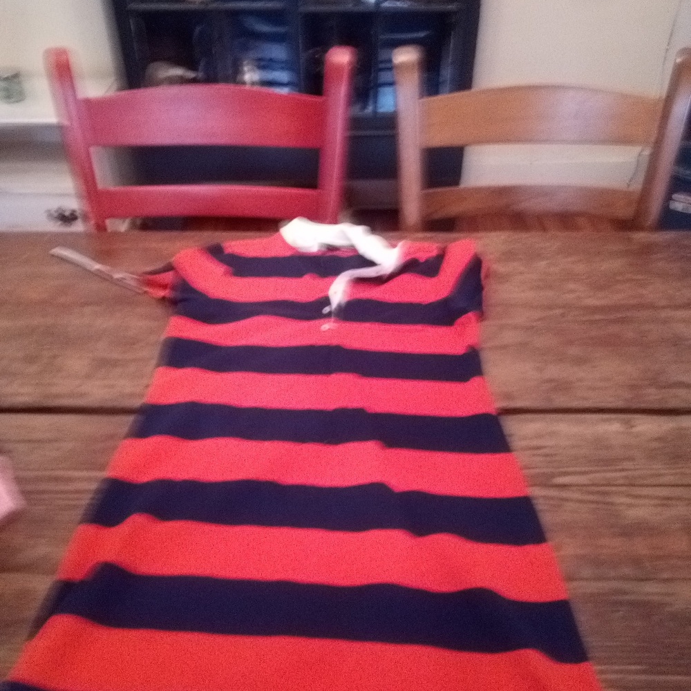 Over the knee rugby dress blue and red dress. Butt